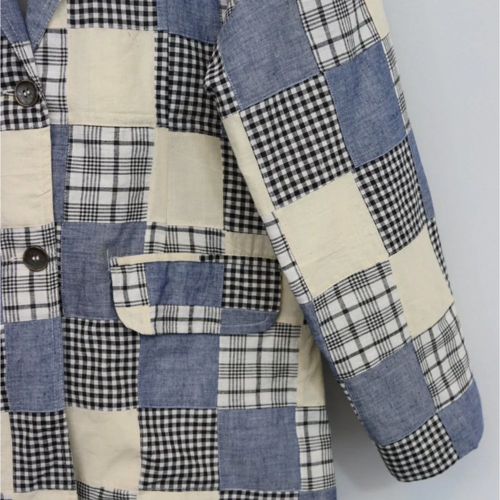 Farewell Frances SLOAN BLAZER SZ XS Blue & Creamy White Quilted Jacket NWT - Picture 4 of 6